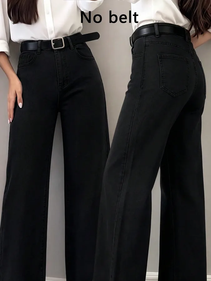 ג׳ינס רחב בגובה מותן גבוה באורך מלא (High-Waist Wide Leg)